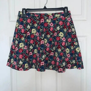 Forever21 Floral Skater Flared Mini Skirt
